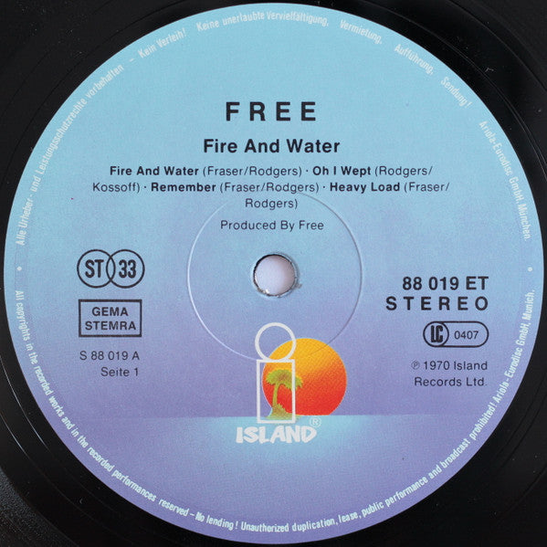 Free : Fire And Water (LP, Album, RE)
