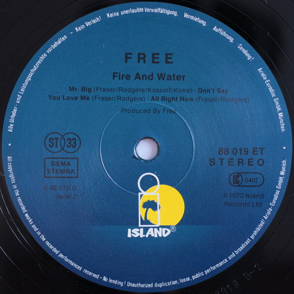 Free : Fire And Water (LP, Album, RE)