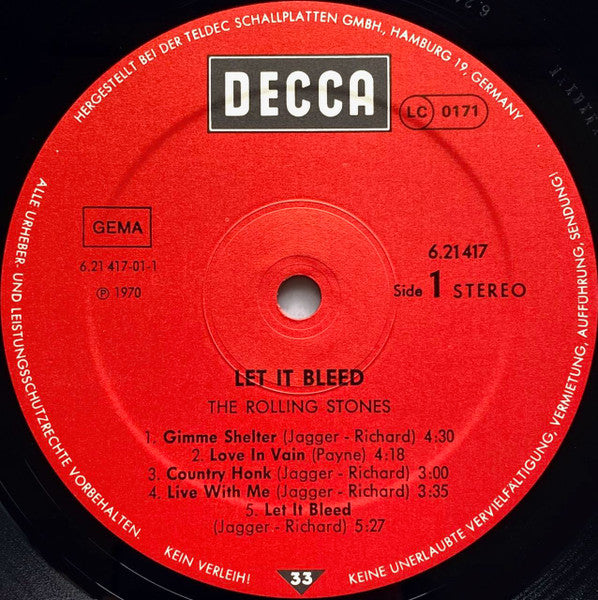 The Rolling Stones : Let It Bleed (LP, Album, RE)