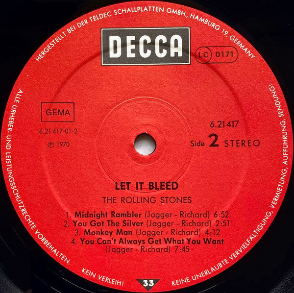 The Rolling Stones : Let It Bleed (LP, Album, RE)