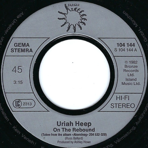 Uriah Heep : On The Rebound  (7", Single)