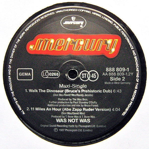 Was (Not Was) : Walk The Dinosaur (12", Maxi)