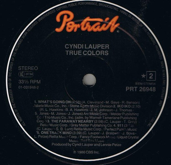 Cyndi Lauper : True Colors (LP, Album)