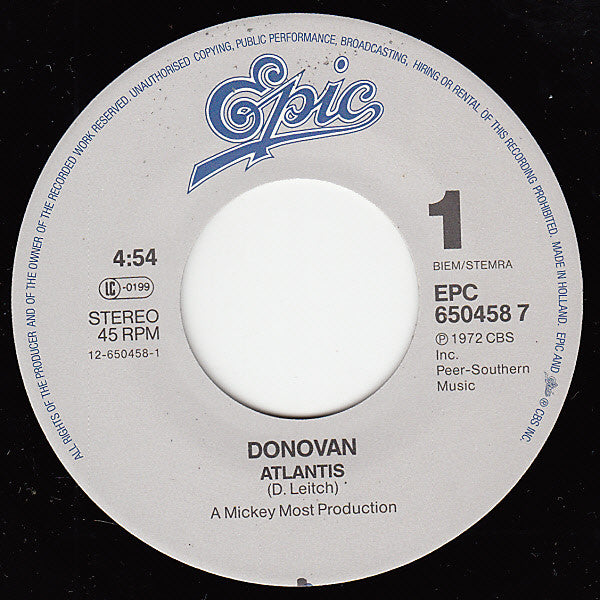 Donovan : Atlantis (7", Single, RE)