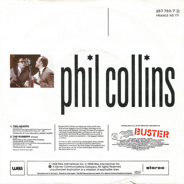 Phil Collins : Two Hearts (7", Single)