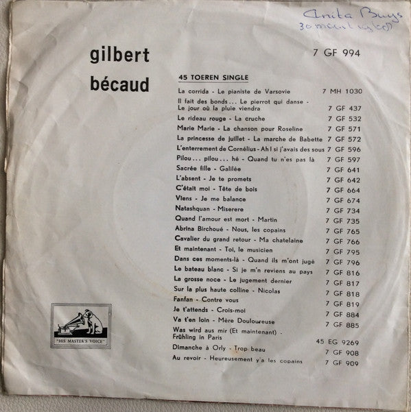 Gilbert Bécaud : Rosy And John / L'orange (7", Single)