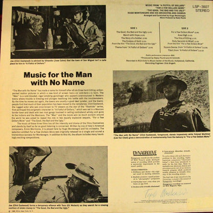 Hugo Montenegro And His Orchestra : Music From 'A Fistful Of Dollars', 'For A Few Dollars More' & 'The Good, The Bad And The Ugly' (LP, Album, RP)
