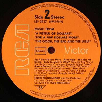 Hugo Montenegro And His Orchestra : Music From 'A Fistful Of Dollars', 'For A Few Dollars More' & 'The Good, The Bad And The Ugly' (LP, Album, RP)