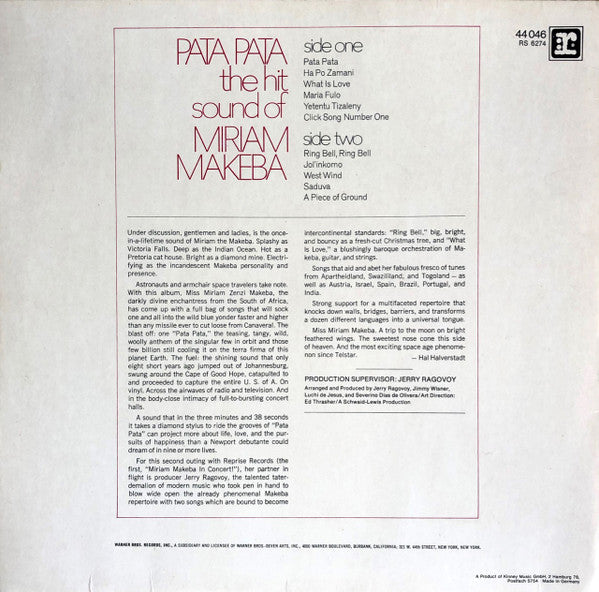 Miriam Makeba : Pata Pata (LP, Album, RE)