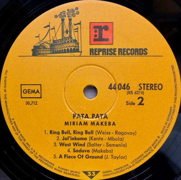 Miriam Makeba : Pata Pata (LP, Album, RE)