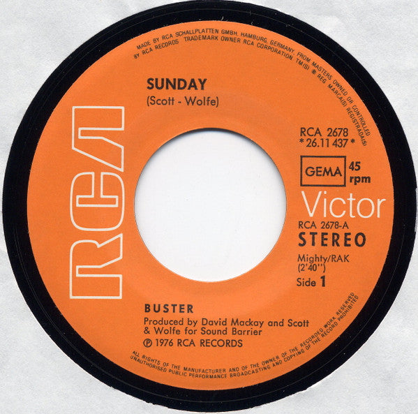 Buster (2) : Sunday (7", Single)