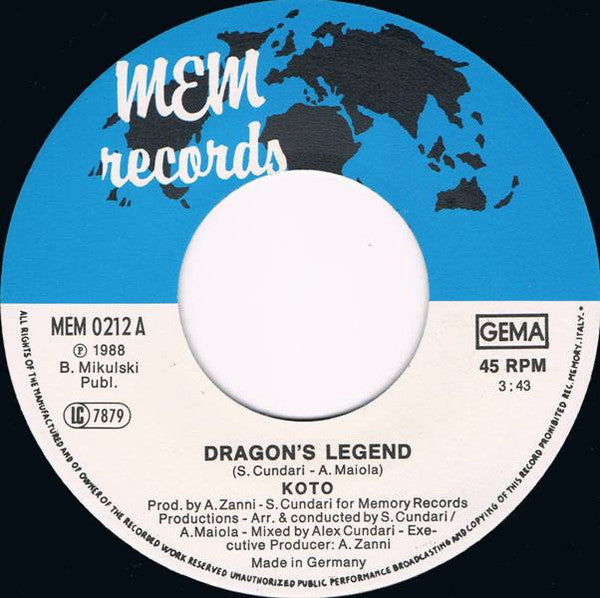 Koto : Dragon's Legend (7", Single)