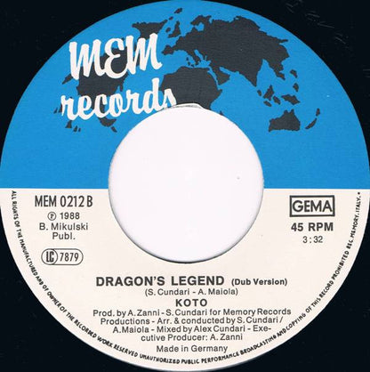 Koto : Dragon's Legend (7", Single)