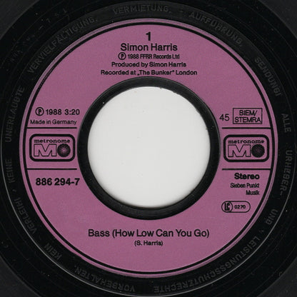 Simon Harris : Bass (How Low Can You Go) (7", Single)