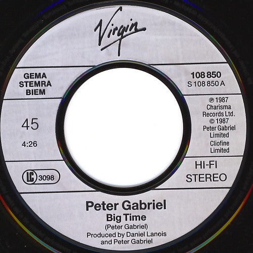 Peter Gabriel : Big Time (7", Single)