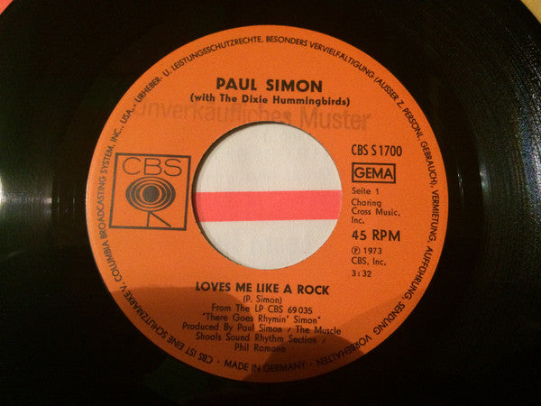 Paul Simon With The Dixie Hummingbirds : Loves Me Like A Rock (7", Single, Promo)