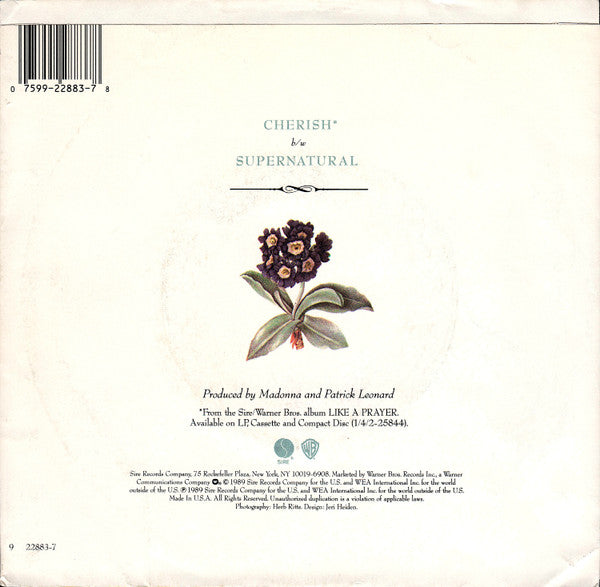 Madonna : Cherish (7", Single)