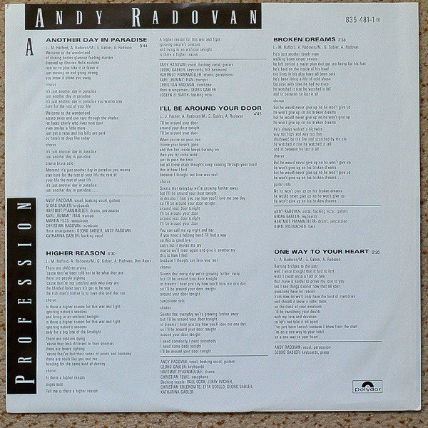 Andy Radovan : Profession (LP, Album)