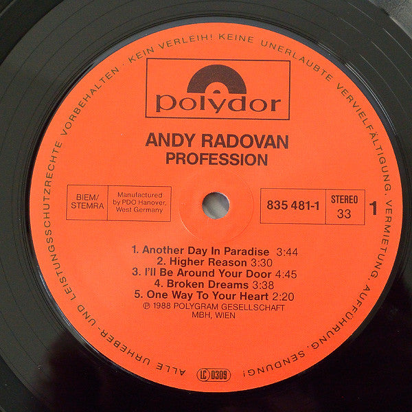 Andy Radovan : Profession (LP, Album)