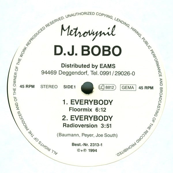 DJ BoBo : Everybody (12")
