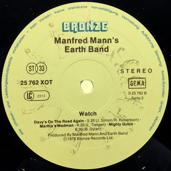 Manfred Mann's Earth Band : Watch (LP, Album)