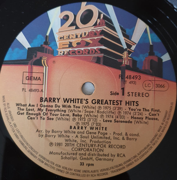 Barry White : Barry White's Greatest Hits (LP, Comp, RE)