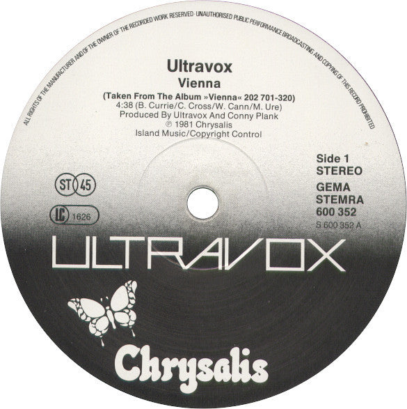 Ultravox : Vienna (12", Single)
