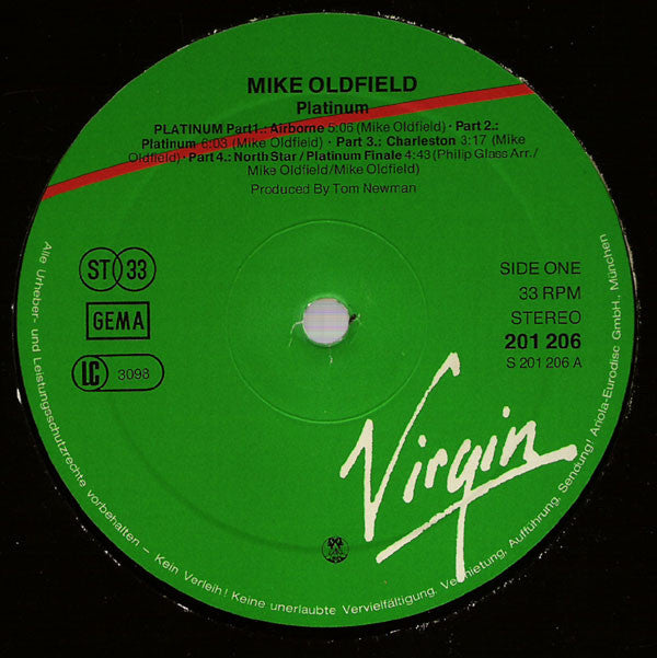 Mike Oldfield : Platinum (LP, Album, Gre)