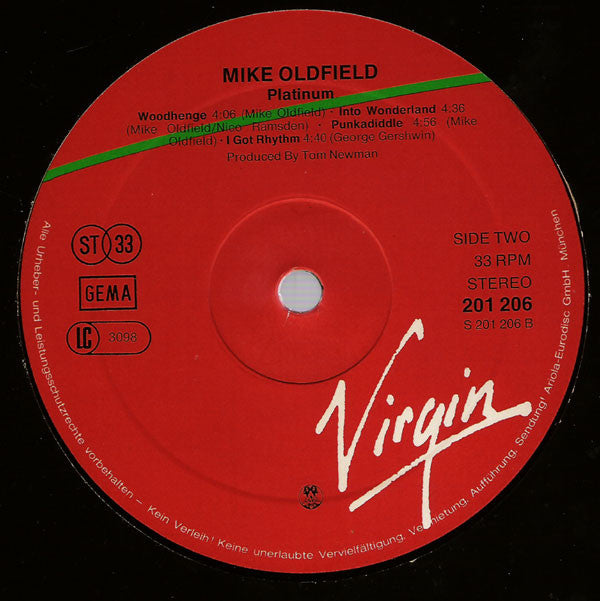 Mike Oldfield : Platinum (LP, Album, Gre)