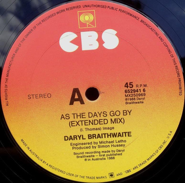 Daryl Braithwaite : As The Days Go By (12", Single)