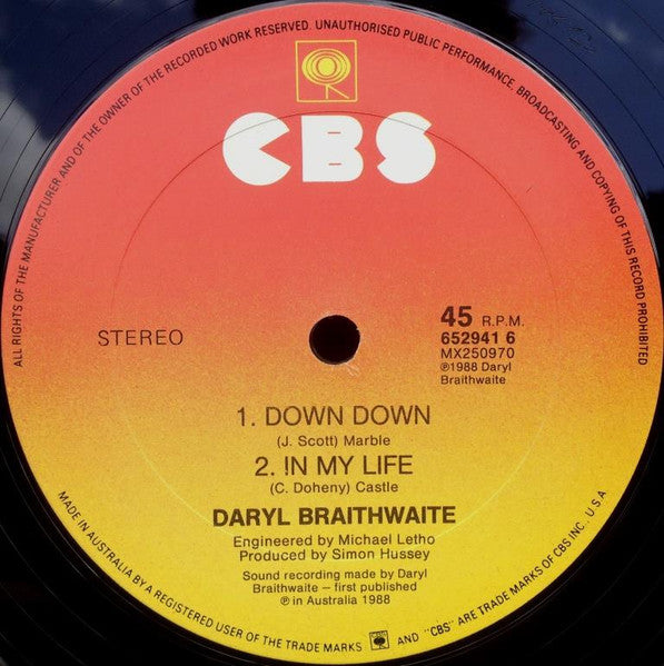 Daryl Braithwaite : As The Days Go By (12", Single)