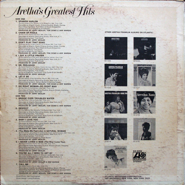 Aretha Franklin : Aretha's Greatest Hits (LP, Comp, PRC)
