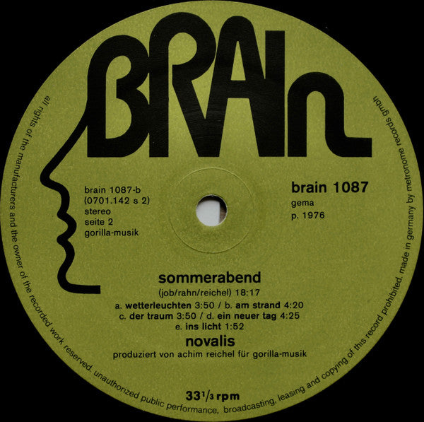 Novalis (3) : Sommerabend (LP, Album)
