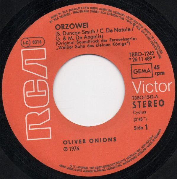 Oliver Onions / Guido & Maurizio De Angelis Orchestra : Orzowei / Tema Di Lara (7", Single)