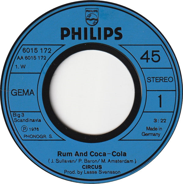 Circus (38) : Rum And Coca-Cola (7", Single)