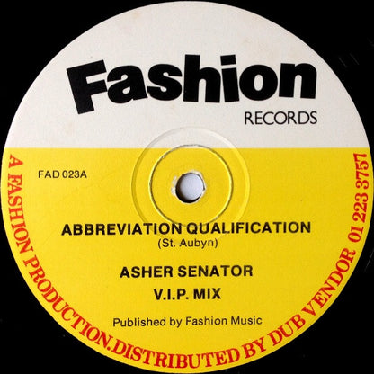 Asher Senator : Abbreviation Qualification (12")