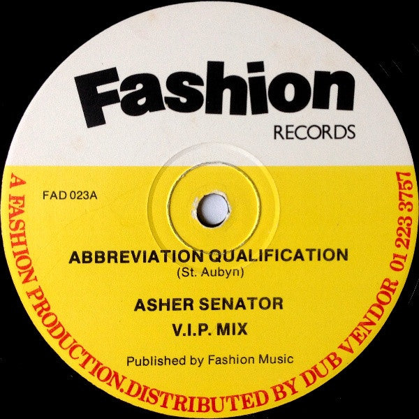 Asher Senator : Abbreviation Qualification (12")