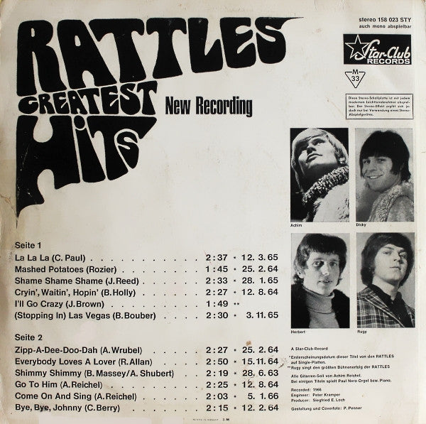 The Rattles : Rattles Greatest Hits "New Recording" (LP, Album, 3.6)