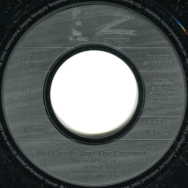 Kid Creole And The Coconuts : Dear Addy / No Fish Today (7", Single)