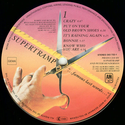 Supertramp : "...Famous Last Words..." (LP, Album, RE)