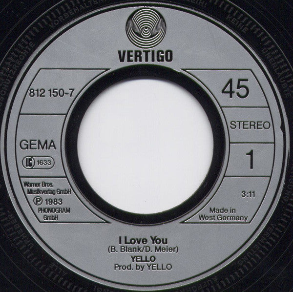 Yello : I Love You (7", Single)