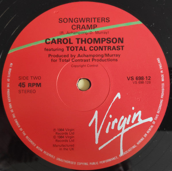 Carroll Thompson Featuring Total Contrast : The Apple Of My Eye (12")