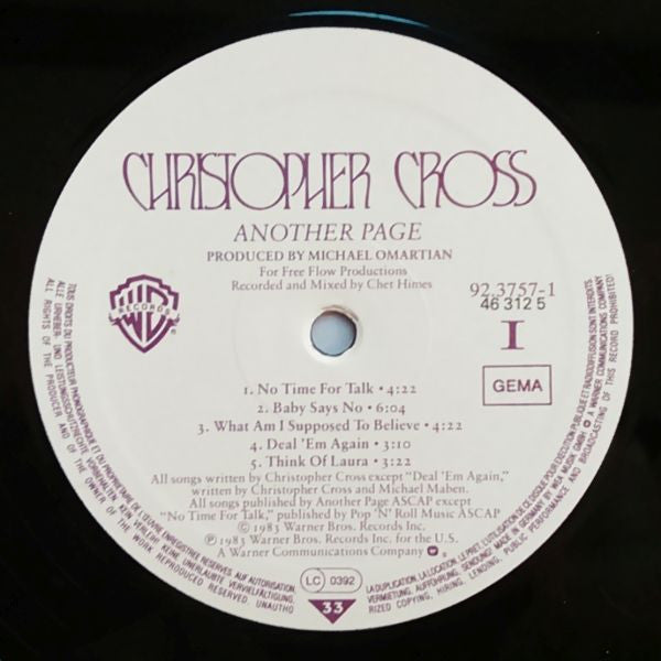 Christopher Cross : Another Page (LP, Album, Club)