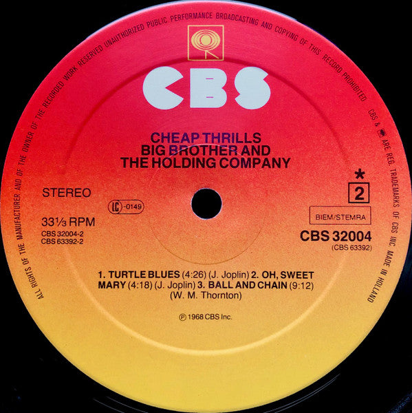 Big Brother & The Holding Company : Cheap Thrills (LP, Album, RE)