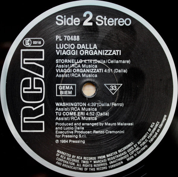Lucio Dalla : Viaggi Organizzati (LP, Album)