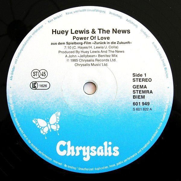 Huey Lewis & The News : The Power Of Love (12", Maxi)