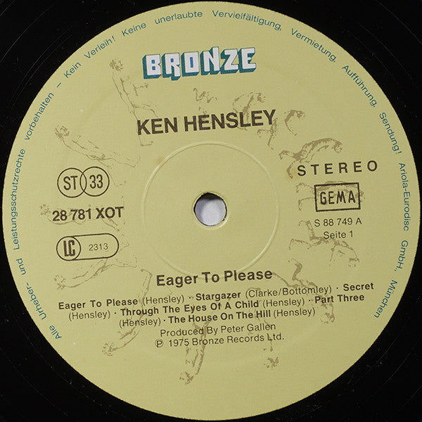 Ken Hensley : Eager To Please (LP, Album, RE)