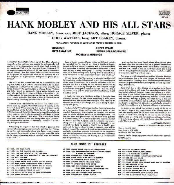 Hank Mobley : Hank Mobley And His All Stars (LP, Album, RE)