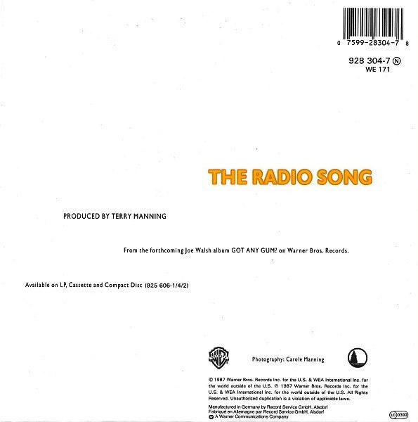 Joe Walsh : The Radio Song (7", Single)