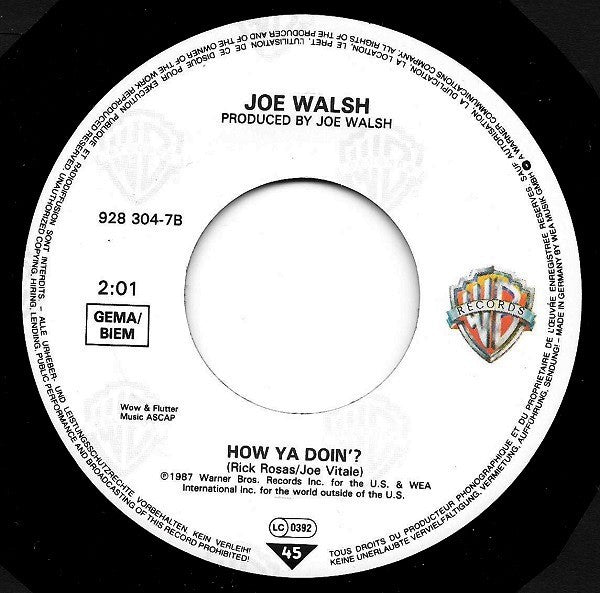 Joe Walsh : The Radio Song (7", Single)